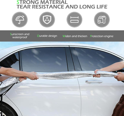 Heavy Duty Snow Car Cover, Widened & Thickened Vehicle Hood Windows Protector with Cotton Liner, All Weather Scratch-resistant Insulation Car Body Protector,Universal for Most Cars, SUVs, Trucks