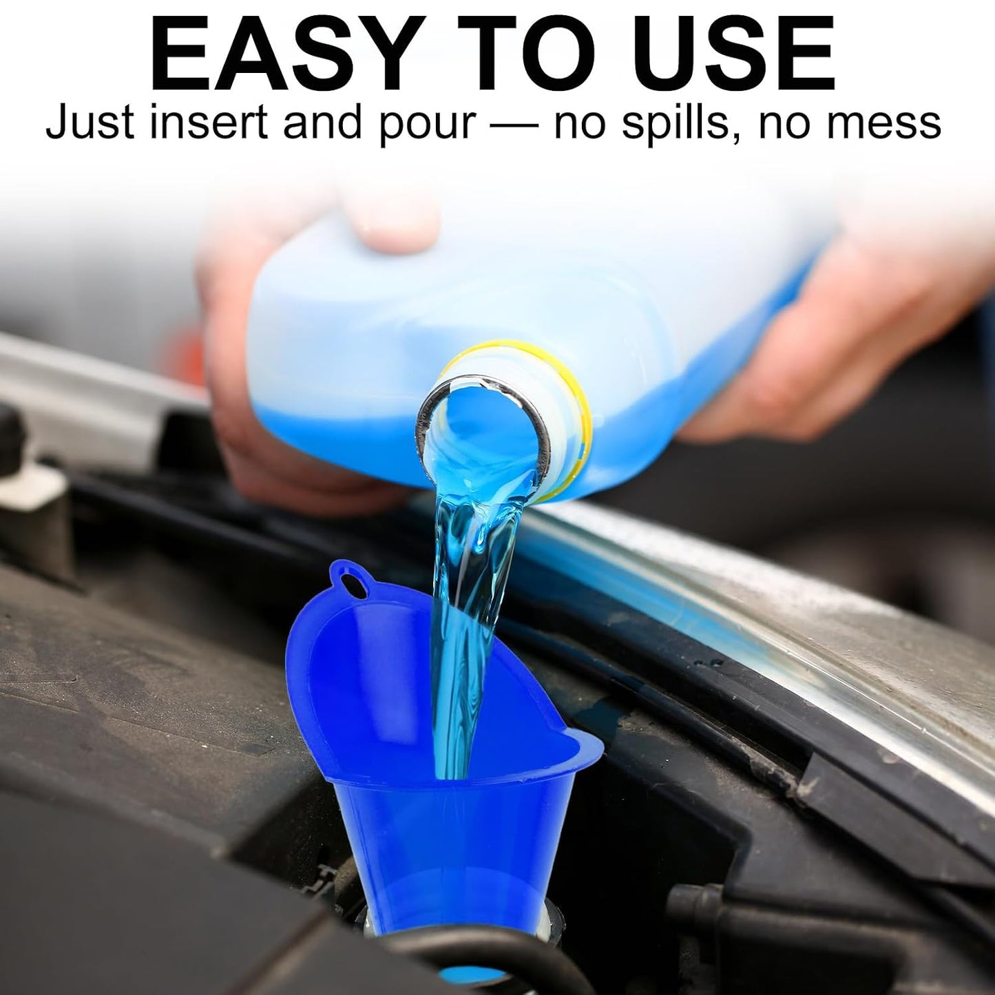 3-Pack Long-Neck Oil Funnels, 11" Multi-Purpose Funnels for Automotive & Motorcycle Use – Reusable Funnel for Oil, Gas & Transmission Fluid (Orange&Blue&Black)