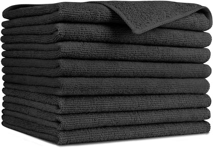 AIDEA Microfiber Cleaning Cloth-12PK, Soft Microfiber Towels for Cars, Absorbent Cleaning Rags, Lint-Free Streak-Free Wash Cloths for House, Kitchen, Window(12in.x12in), Black