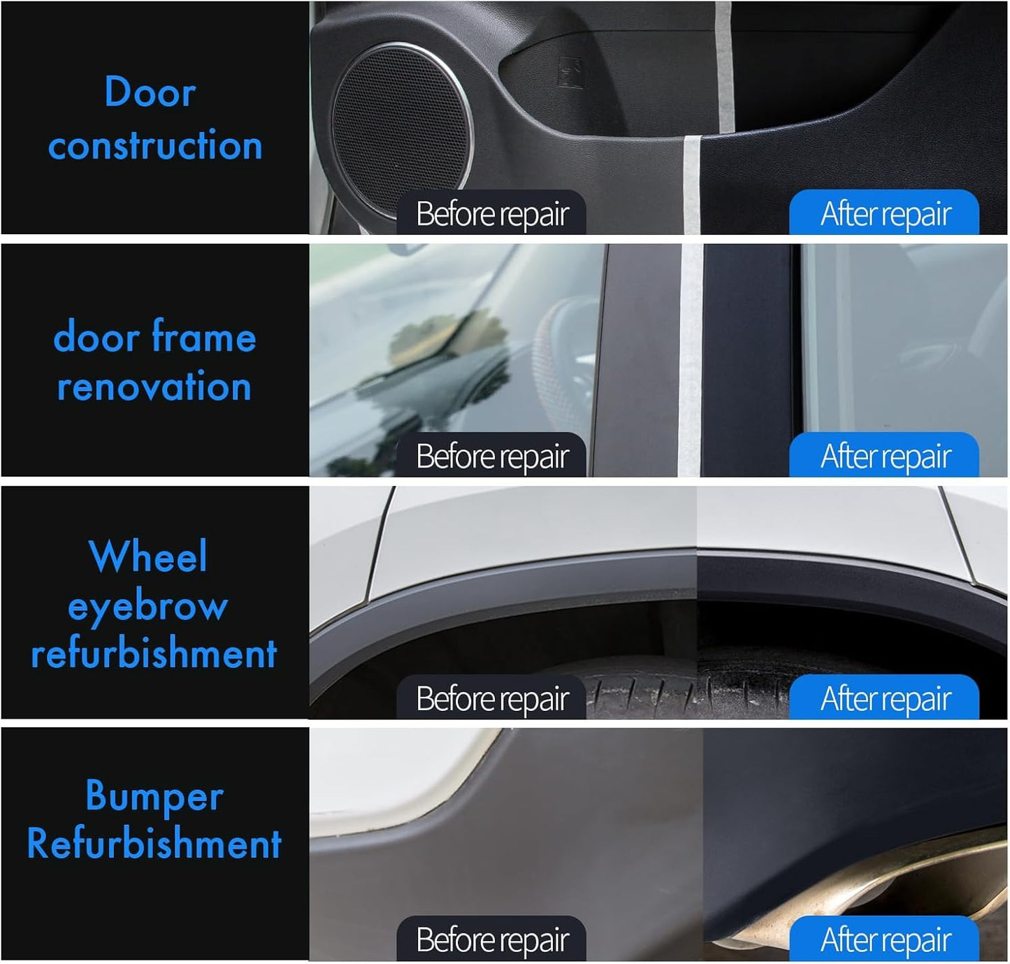 Plastic Restorer for Cars, Ceramic Coating Black Trim Restoration, Plastic Trim Restorer for Automotive Exterior and Interior, Resists Water, UV Rays, Dirt
