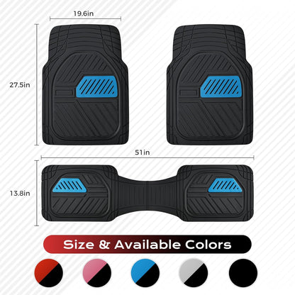 Coverado Car Floor Mats All Weather Waterproof Deep Dish Anti-Slip Car Mats Set, Heavy Duty Rubber Floor Mats for Cars, Universal Trim to Fit Automotive Floor Mats for Cars Trucks SUV, Black&Red
