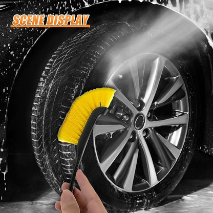 Car Wheel Cleaning Brush, 12'' Hard Bristle Auto Tire Gap Scrub Brush with Long Handle, Multifunctional Vehicle Interior Crevice Detailing Tool for Home and Hard to Reach Areas(1PC)