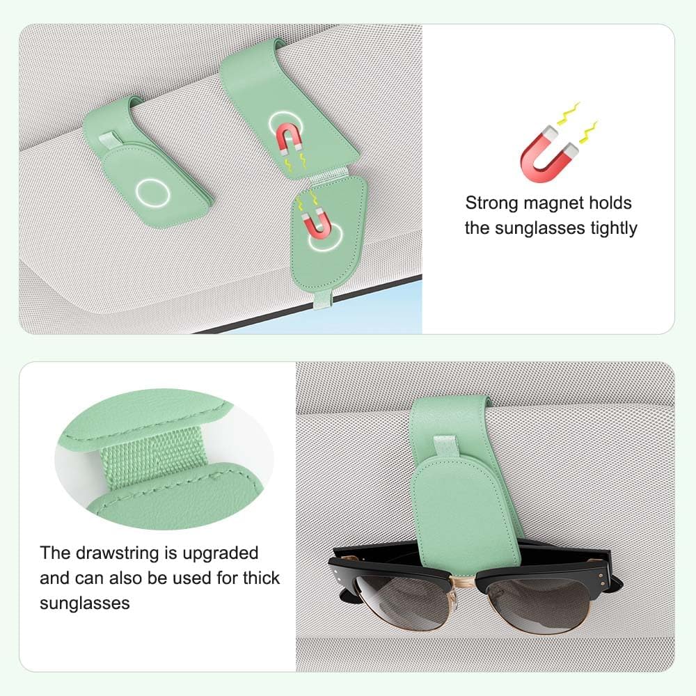 Sotfamily Sunglass Holder for Car Visor, Suede Cloth Magnetic Sunglass Organizer for Car Accessories, 2 Packs, Black