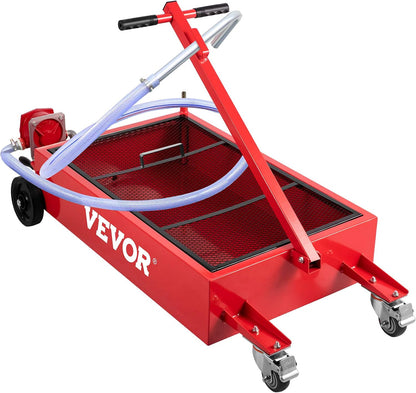 VEVOR Low Profile Electric Oil Drain Pan, 20 Gal Capacity, Rolling Oil Drain Pan with 110V High-Flow Pump, 7.2 ft Hose & T Folding Handle, Leak-proof & Corrosion-resistant, Fit for Trucks, ATVs, White