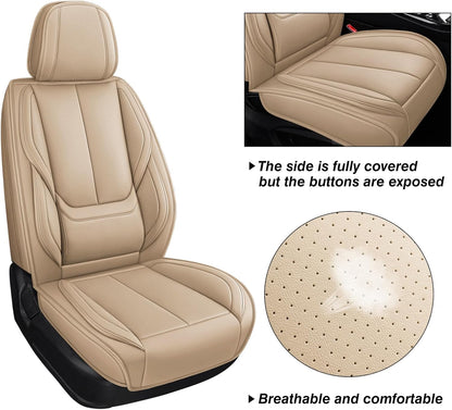 MINGBRON Car Seat Cover Full Set, Leather Car Seat Cover, Waterproof Seat Covers, Car Seat Cushion, Nappa Leather Seat Covers Car Seat Protector Universal Fit Most Cars Black