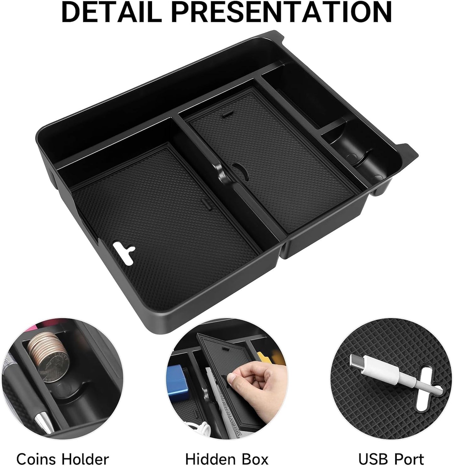 Glove Box Dividers Organizer Compatible with Toyota 2016-2020 2021 2022 2023 Tacoma Accessories Black ABS Material Center Console Organizer