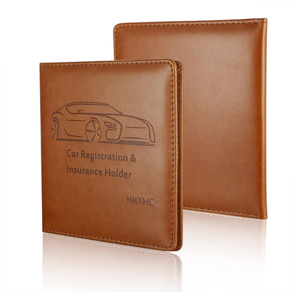 Car Registration and Insurance Card Holder - Leather Vehicle Glove Box Automobile Documents Paperwork Wallet Case Organizer for ID, Driver's License, Key, Cards - Car Accessories for Women&Men