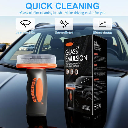 Fodeuxp 2026 New Handheld Glass Oil-Film Remover, Glass Emulsion Cleaner Cleaning Board, Automotive Oil Film Cleaning Brush for Car Windows (1 Pcs)
