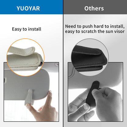 Yuoyar 2 Packs Magnetic Sunglass Holder for Car Visor (Grey) | Magnetic Interior Car Accessories