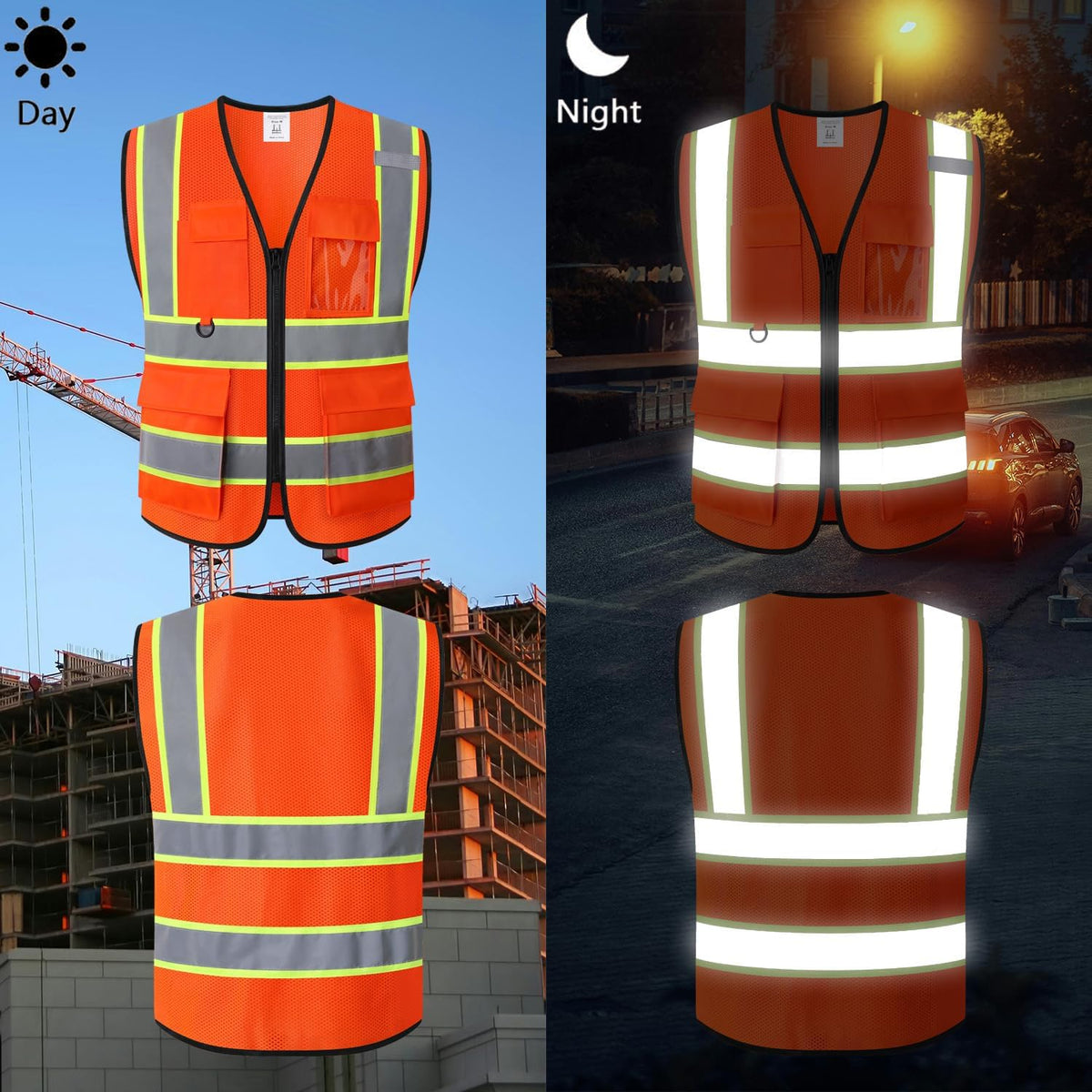 Safety Vest for Men Women Hi Vis Vest with Pockets Mesh High Visibility Vests Meets ANSI/ISEA Standards
