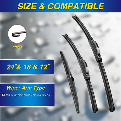 5 PLUS® Silicone Windshield Wipers Replacement for 2007-2014 Ford edge, 2007-2015 Lincoln MKX Wiper Blades(Set of 3),Automotive Replacement Windshield Wiper Blades For My Car-26"/20"/14" - Colors B