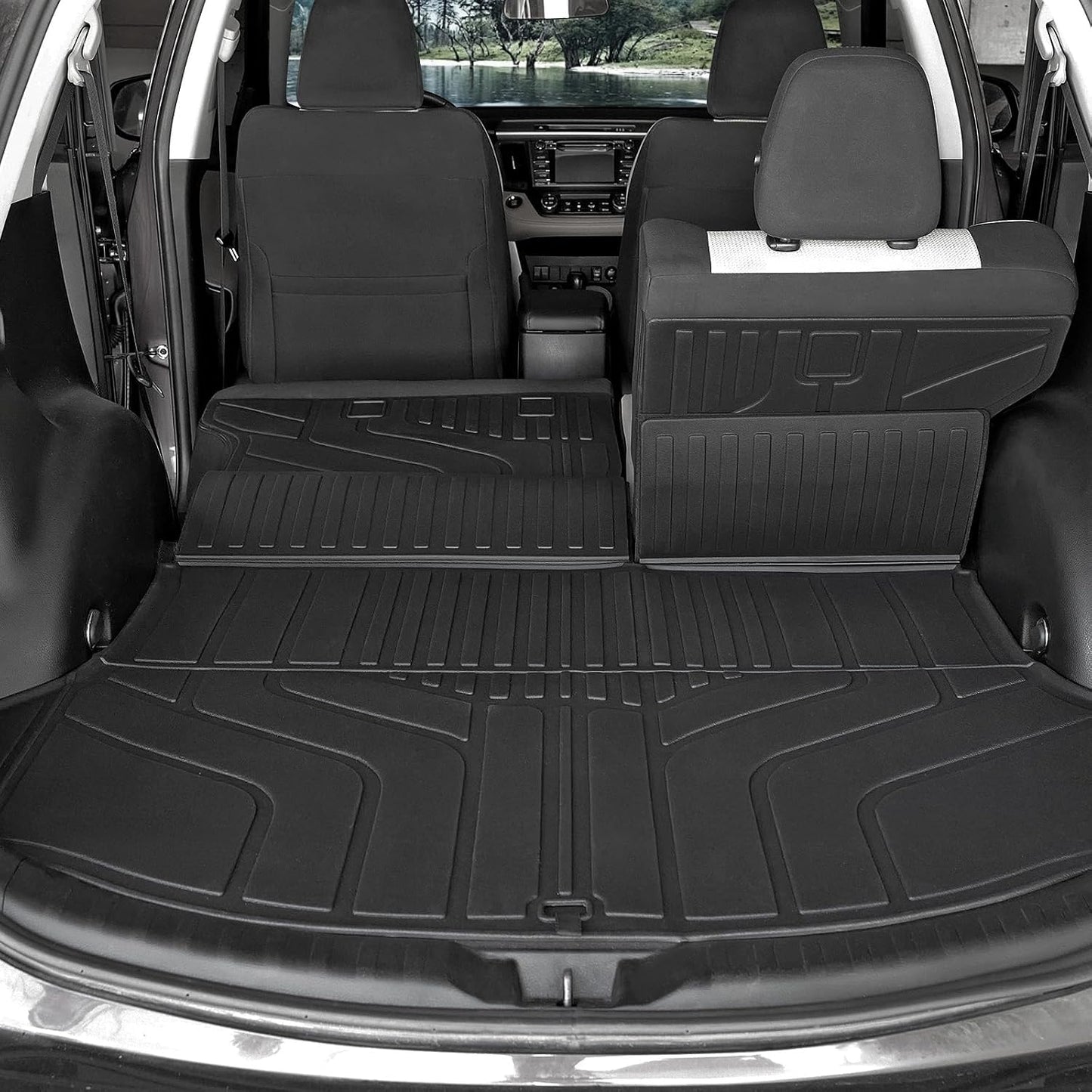 Floor Mats for Toyota Sienna 2021-2026, All Weather Floor Mats Lower Trunk Cargo Liner Accessories, Full Coverage Set (Fit 8-Seat with Spare Tire)