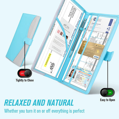 foryou Car Registration and Insurance Holder Car Document Holder Registration and Insurance Card Holder for Cards, Driver License & other Essential Documents(Purple Pink)