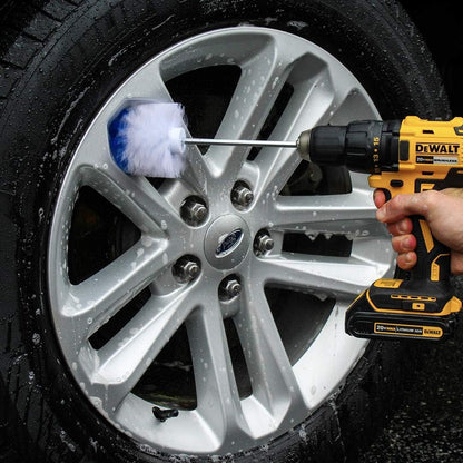 Long Reach Drill Brush Attachment, All Purpose for Car Tires, Wheels, Wheel Wells, Engine Bays, Exhaust Pipes, Running Boards, Hard to Reach Areas, with Heavy Duty Non-Scratch Nylon Bristles