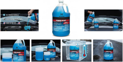 (6 Gallons) - Power Blast Windshield Washer Fluid, -20°F Protection, Blue, 1 Gallon Jug, Ready to Use (6 GALLONS, Blue Power Blast -20°F)