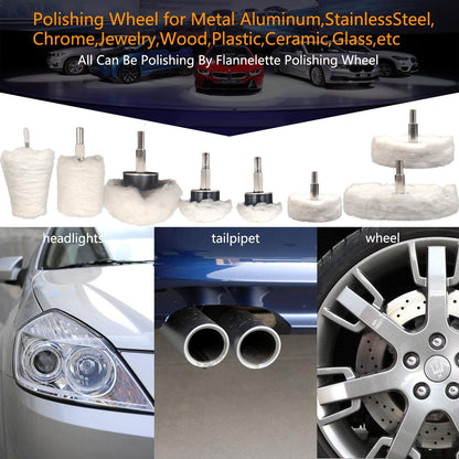 6 pcs Buffing Wheel for Drill,Buffing Pad Polishing Wheel Kits,Wheel Shaped Polishing Tool for Metal Aluminum,Stainless Steel,Chrome,Jewelry,Wood,Plastic,Ceramic,Glass,etc