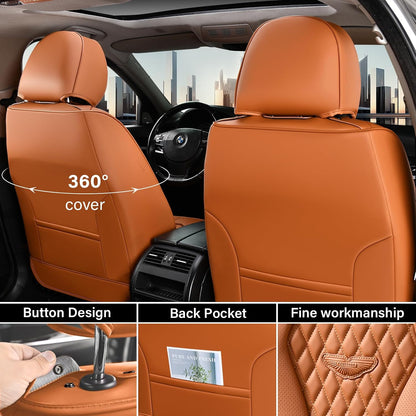 Coverado Seat Covers, Car Seat Covers Full Set, Black Car Seat Cover, Car Seat Covers Front Seats Back Seat Cover, Waterproof Car Seat Cushion, Leather Seat Covers Seat Protector Fit for Most Cars