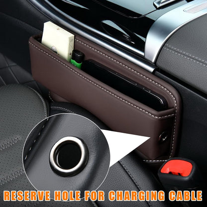 Ziciner Car Seat Gap Organizer, Premium Leather Auto Seat Storage Box, Vehicle Adjustable Front Seat Gap Filler, Car Seat Side Pocket Organizer for Phones, Glasses, Keys, Money, Cards (Black)