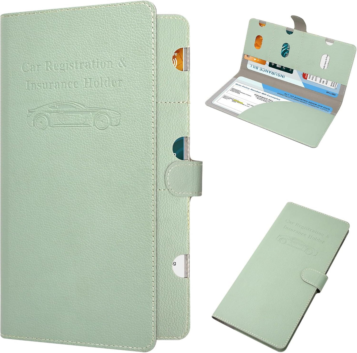 RSAquar Car Registration and Insurance Holder, Vehicle Glove Box Organizer Cool Car Accessories, Auto Truck Document Holder for Cards, Driver License, Black Glitter