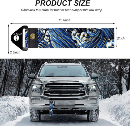 Racing Tow Strap, Stylish JDM Car Bumper Tow Strap Trailer Hook Belt for Decoration, Heavy Duty Nylon Traction Rope Universal Fit for Front or Rear Front Bumper (Black)