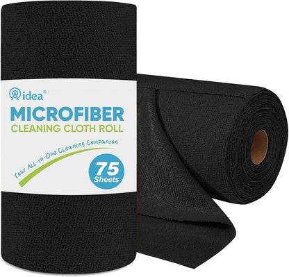 AIDEA Microfiber Cleaning Cloth Roll, Grey 75PK, Reusable Paper Towels Tear Away Cloth, Microfiber Towels for Cars, Wash Cloths, Lint Free Rags for House, Kitchen,Window,Cleaning Supplies 11.5"×11.5"