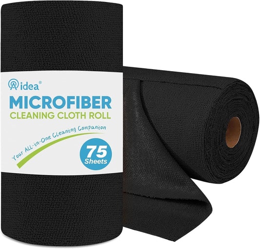 AIDEA Microfiber Cleaning Cloth Roll, Grey 75PK, Reusable Paper Towels Tear Away Cloth, Microfiber Towels for Cars, Wash Cloths, Lint Free Rags for House, Kitchen,Window,Cleaning Supplies 11.5"×11.5"