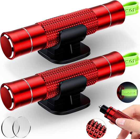 smosun Safehammer - Upgraded Safe Hammer Glass Breaker Under Water, Car Hammer Seatbelt Cutter Window Breaker Emergency Escape Tool, Safehammer Glass Breaker for New Cars (3PCS Red & Black & Silver)