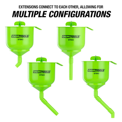 OEMTOOLS No-Spill Coolant Funnel Kit, 15 Piece Fluid and Oil Funnel Set, Allows Access To Hard-To-Reach Radiators