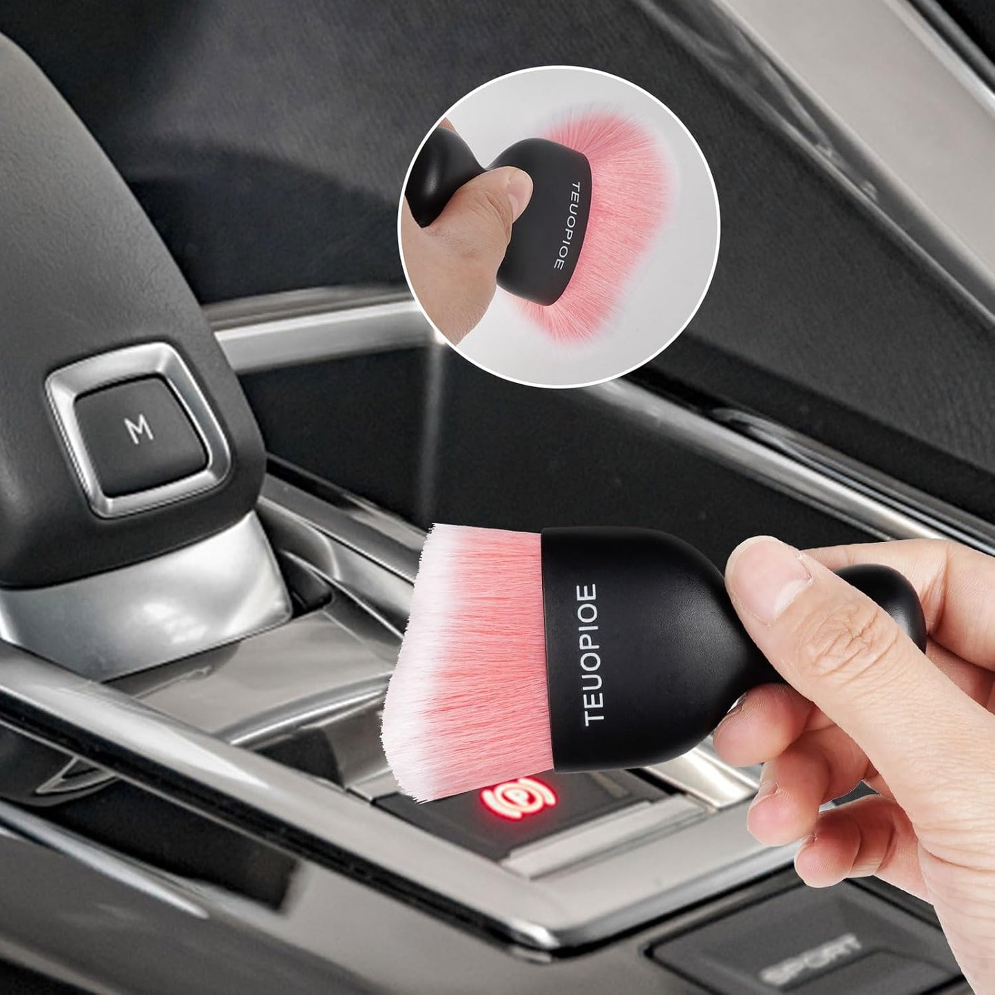 Car Interior Cleaning Brush, Car Duster Interior,Car Detailing Brush Dusting Brush,Car Interior Cleaning Tool, Auto Soft Hair Car Brush,Auto Interior Dust Brush for Air Vents(Brown)