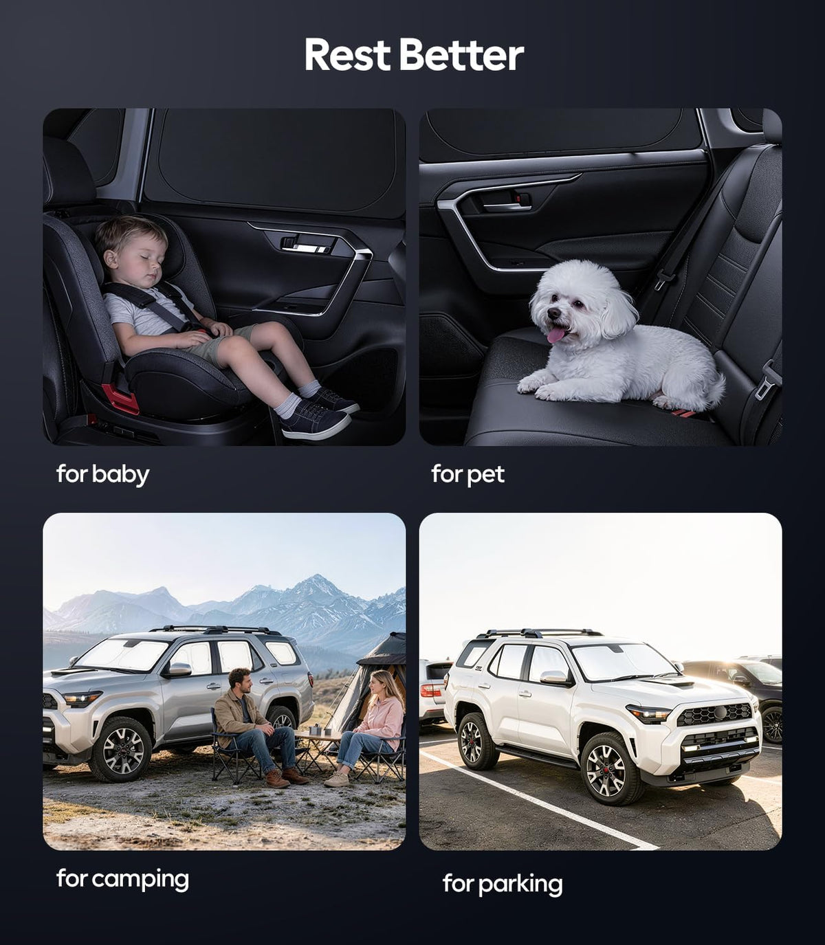 Wigoo 2026 Upgrade 8PCS Full Set Window Sunshade for Toyota 4Runner 2010-2024 [7-Layer Cooler & Blacker, Ice-Crystal Tech] with Windshield for Sun Block, Baby, Camping, Privacy Napping, Relax