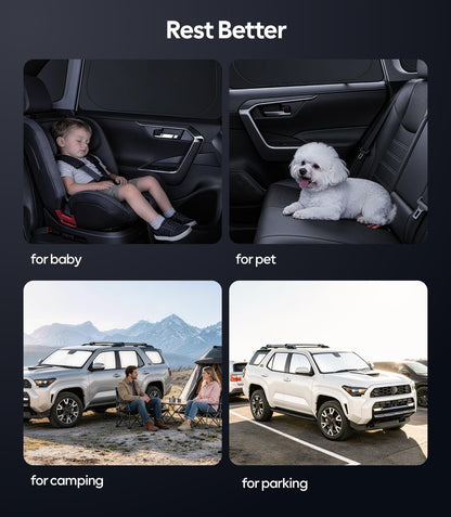 Wigoo 2026 Upgrade 8PCS Full Set Window Sunshade for Toyota 4Runner 2010-2024 [7-Layer Cooler & Blacker, Ice-Crystal Tech] with Windshield for Sun Block, Baby, Camping, Privacy Napping, Relax