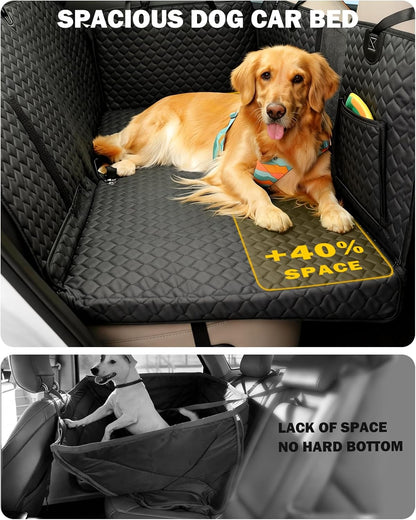 Back Seat Extender for Dogs, Waterproof Dog Car Seat Cover for Back Seat with Hard Bottom, Upgraded Material, Anti Scratch, Easy to Use and Clean, Holds 420lbs