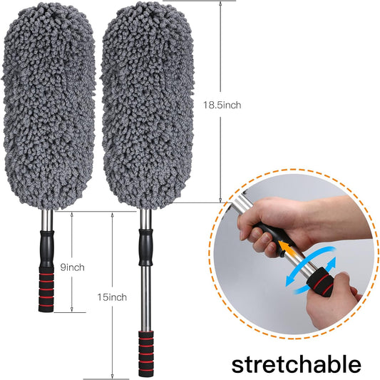 IPELY 3 Pack Large Microfiber Car Duster Exterior Scratch Free with Extendable, Car Duster Interior Multipurpose dust Cleaning