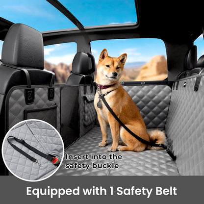 Dog Car Seat Cover for Back Seat, Waterproof Leather Fabric Back Seat Extender for dogs 52.4 * 24.4in, Foldable in The Car, Hard PVC Panels Bottom Support to 330 lbs, for Cars/Mid-Size SUV/Small Truck