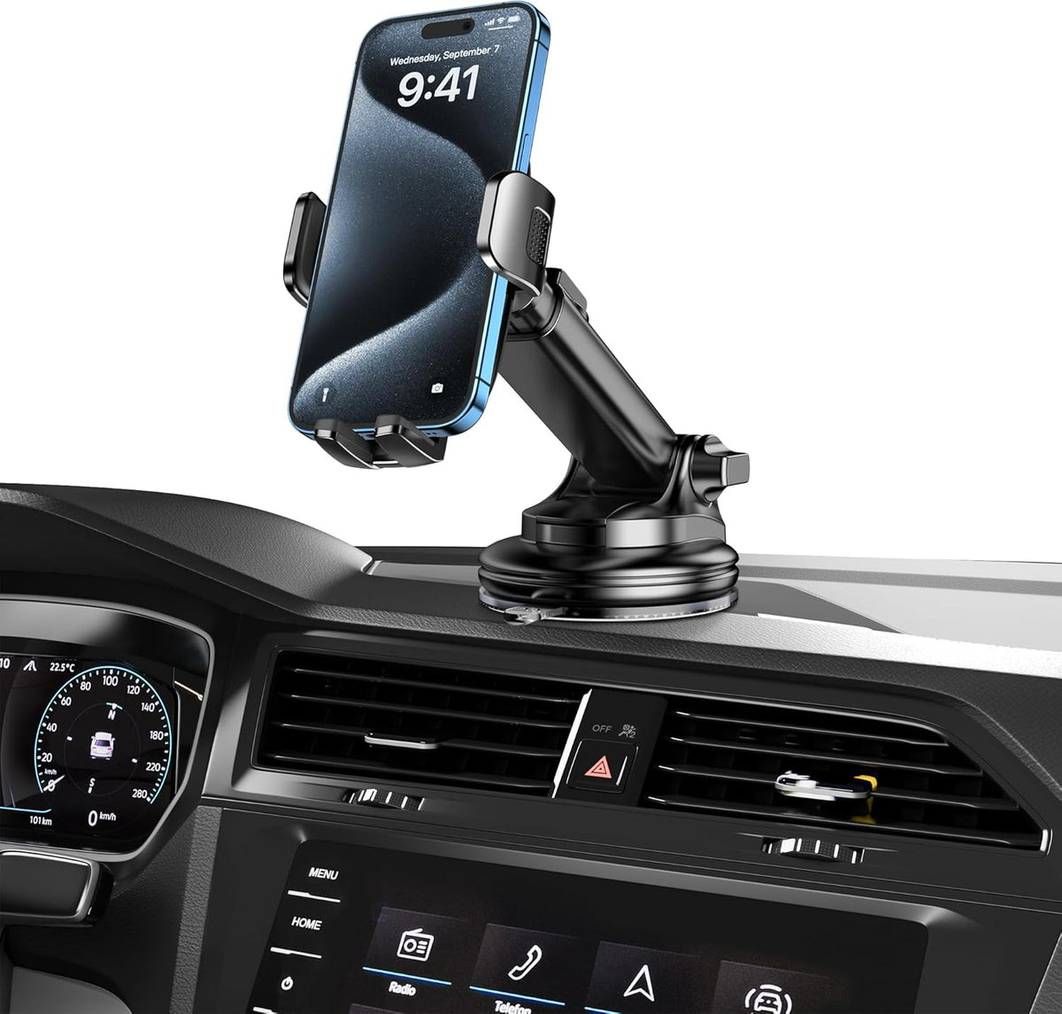 Qifutan Dash Mounted Holders Phone Holders for Your Car Phone Mount for Car Windshield Dashboard Air Vent Universal Desk Mounts Hands Free Automobile Cell Phone Holder Fit for iPhone Smartphone