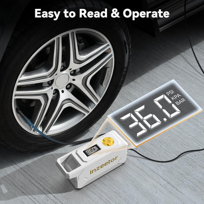150 PSI Tire Inflator Portable Air Compressor, 12V DC Auto Shutoff Air Pump with Digital Pressure Gauge and Emergency LED Light for Car Tires, Bicycle & Balloons, Black