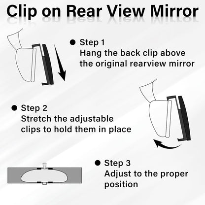 Rear View Mirror, Universal 11.4 Inch Interior Clip On Panoramic Convex Mirrors for Car Accessories, HD Anti Glare Wide Angle and Reduce Blind Spot, Extended Rear View Mirror for Cars, SUVs, Trucks