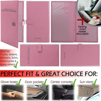Auto Insurance and Registration Card Holder - Vehicle Glove Box Document Organizer - Car Essential Paperwork Holder for DMV, AAA, Contact Information Cards - Premium PU Leather Wallet Case - Black