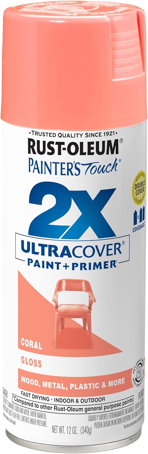 Rust-Oleum 334029 Painter's Touch 2X Ultra Cover Spray Paint, 12 oz, Gloss Clear - Colors B