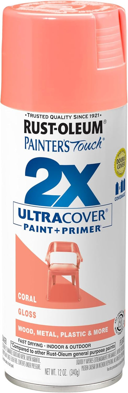 Rust-Oleum 334029 Painter's Touch 2X Ultra Cover Spray Paint, 12 oz, Gloss Clear - Colors B