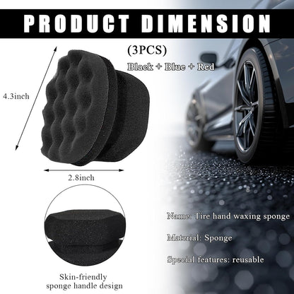 KVAEY 2 PCS Tire Dressing Applicator Pads, Reusable Hex Grip Tire Shine Applicator Polishing Sponge Pads, Wheel Tire Shine Detailing Foam for Most Vehicles, Car Accessories (Black, 3.15")