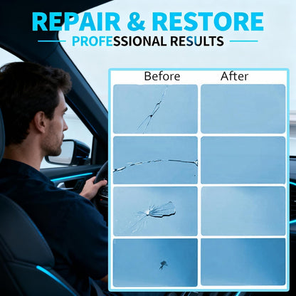 Windshield Repair Kit, Windshield Chip Repair Kit, Rock Chip Repair Kit,2 Pcs Car Glass Repair Kit Quick Fix for Chips & Cracks, Windshield Crack Repair Kit, Automotive Nano Fluid（Navy）