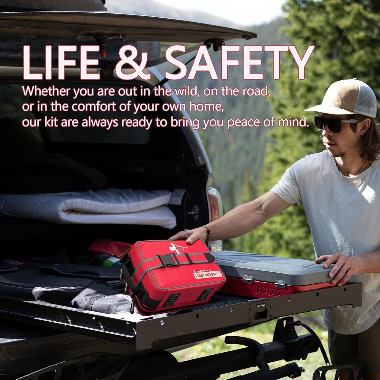 First Aid Kit, Professional Trauma First Aid Kit with Labelled Compartments Molle System for Car, Hiking, Backpacking, Camping, Traveling, and Cycling