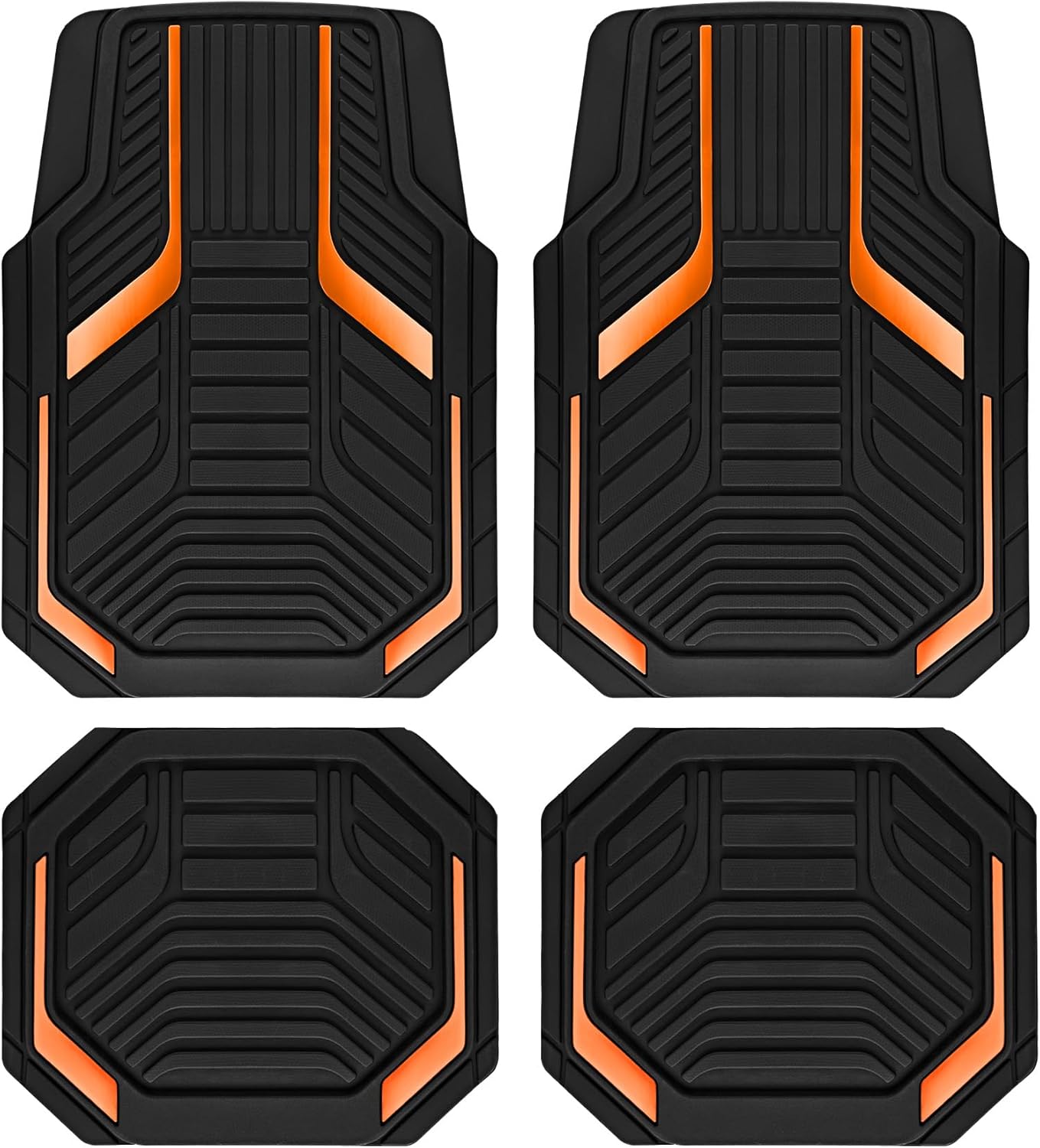 PIC AUTO Heavy Duty Rubber Floor Mats, Purple Aluminum Film Car Mats Set, Front and Rear Car Mats with Anti-Slip Backing, All Weather Protection, Trim-to-Fit for Automotive SUV, Sedan, Van