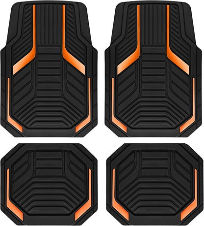 PIC AUTO Heavy Duty Rubber Floor Mats, Purple Aluminum Film Car Mats Set, Front and Rear Car Mats with Anti-Slip Backing, All Weather Protection, Trim-to-Fit for Automotive SUV, Sedan, Van