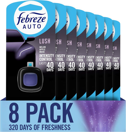 Febreze AUTO Air Freshener, Odor-Fighting Automotive Vent Clip, Midnight Storm Scent, 8 Count