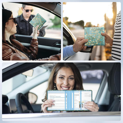 Car Registration and Insurance Card Holder，Vehicle Glove Box Car Organizer，Accessories Case for Storing Driving Licences, Cards, Documents