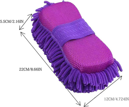 Microfiber Car Wash Sponge-Non-Scratch Wash Mitt-Two Sided Chenille Microfiber Washing Sponge-Mitt for Cars, Trucks, SUVs, Boats(2 Pack Green)