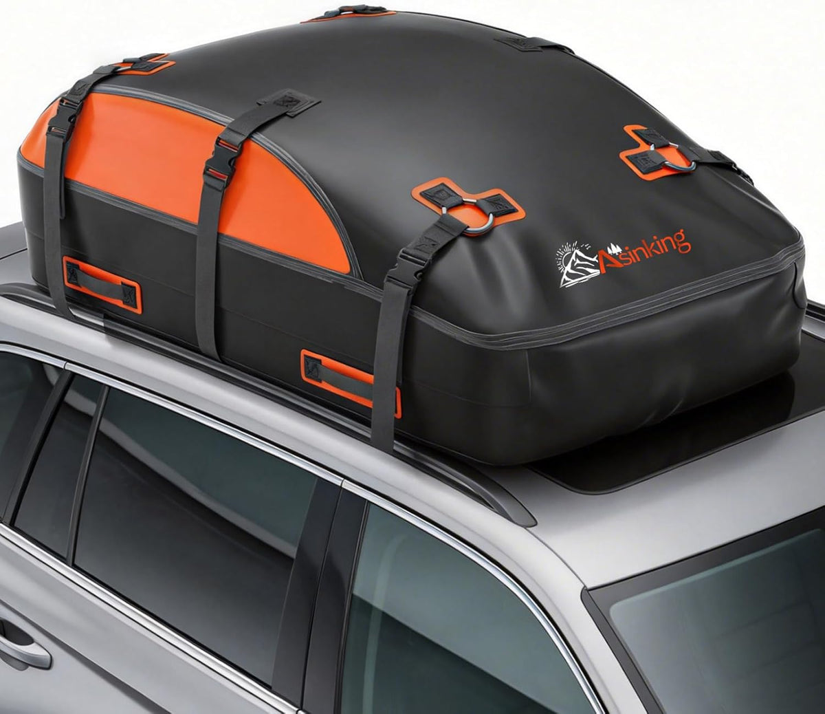 Asinking Car Rooftop Cargo Carrier Bag, 100% Waterproof Non-Rip 20 Cubic Feet Car Roof Bag for All Vehicles with/Without Rack, Includes Non-Slip Mat, Luggage Lock, 4 Door Hooks, Storage Bag