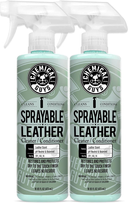 Chemical Guys Sprayable Leather Cleaner and Conditioner in One - Cleans, Conditions, and Protects Leather, Vinyl, Faux & More, Safe for Cars, Furniture & Apparel - 16 oz